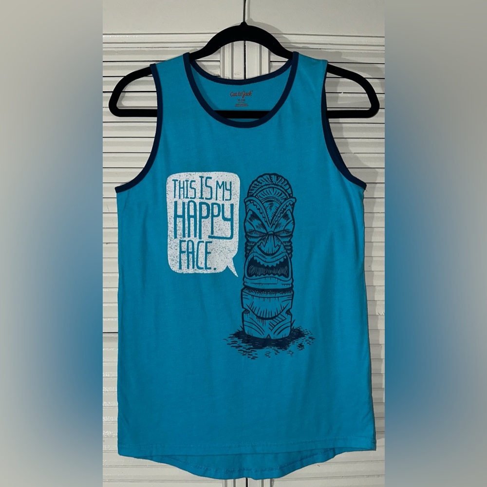 Cat & Jack Boys Tiki‎ This Is My Happy Face Graphic Tank Size XL (16)